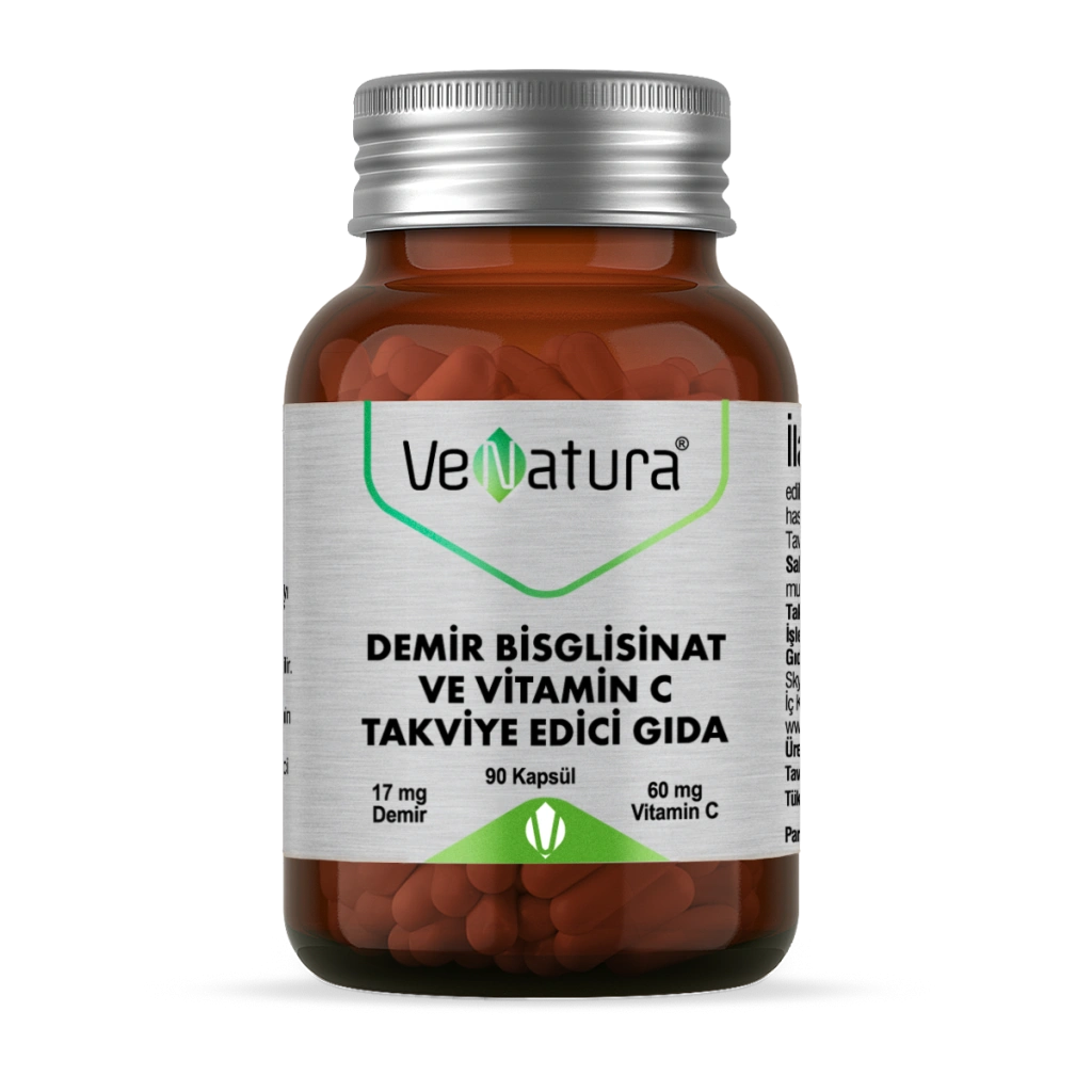 Venatura Demir Bisgilisinat Vitamin C 90 Kapsül - (SKT: 01/2028)