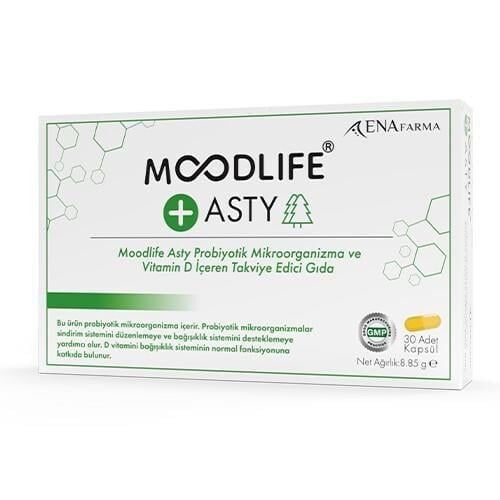 Moodlife Asty Probiyotik ve Vitamin D içeren Takviye Edici Gıda 30 Kapsül - (SKT: 09/2026)