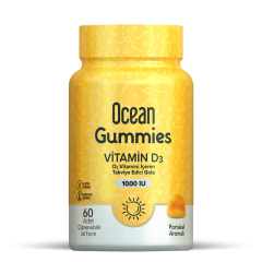 Ocean Gummies Vitamin D3 1000 IU 60 Adet Portakallı Çiğnenebilir Jel Form - (SKT: 04/2026)