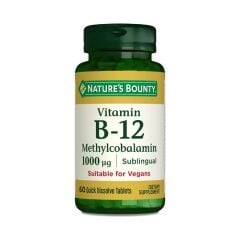 Nature's Bounty Vitamin B-12 Methylcobalamin 1000 mcg 60 Dilaltı Tablet - (SKT: 10/2027)