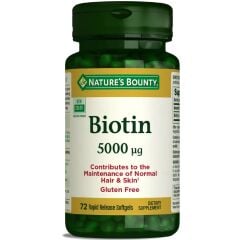 Nature's Bounty Biotin 5000 mcg 72 Softgel - (SKT: 01/2027)