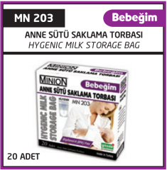Minion Bebeğim Anne Sütü Saklama Torbası 20'li