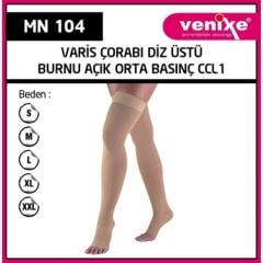 Minion Venixe Diz Üstü Burun Açık Orta Basınç Varis Çorabı No: 5